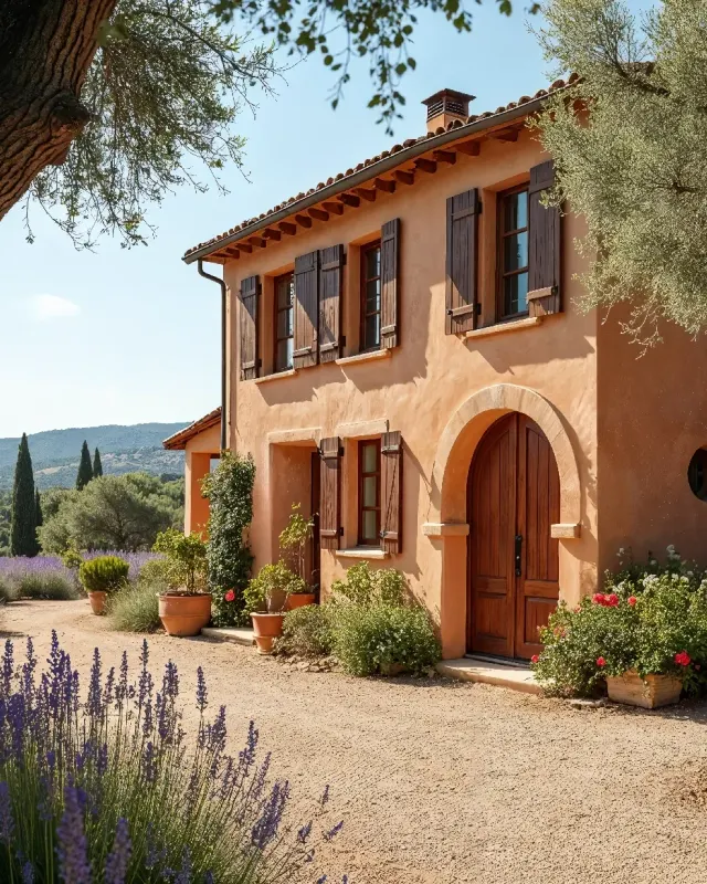 Finca cuidada con olivos y lavanda en Mallorca