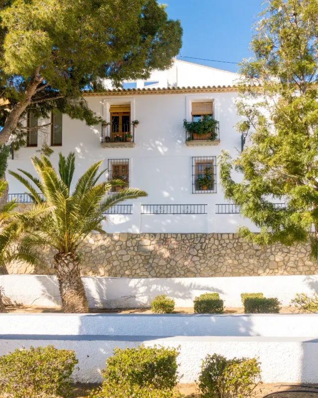 Villa de lujo con palmeras cuidadas y zona de piscina